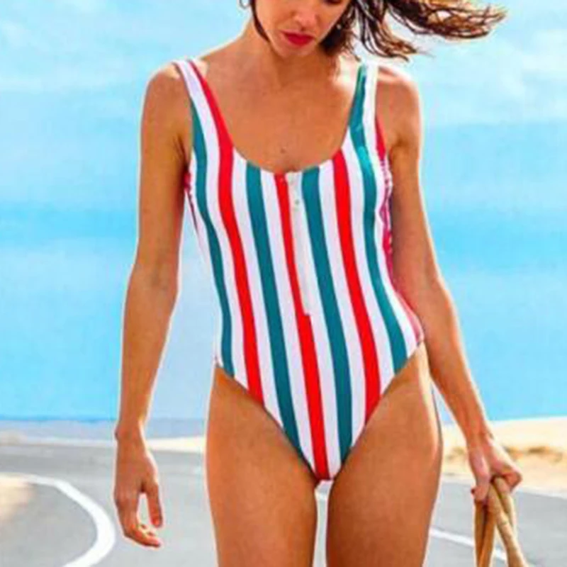 Новый летний купальник монокини женский слитный купальный костюм на молнии