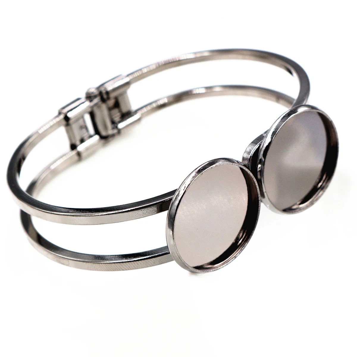 Высокое качество 20 мм Посеребренная бронзовая пушка Черный Браслет База пустые