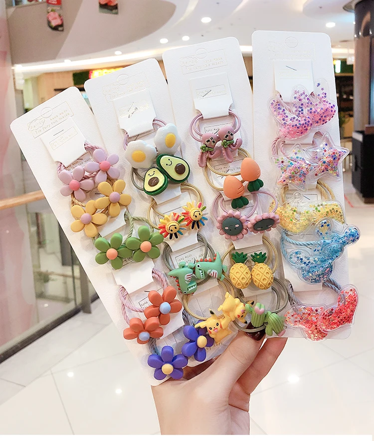 New Cute Crown Star Quicksand Scrunchies Children Girls Kids Elastic Hair Rubber Band Accessories Tie Hair Ring Rope Holder