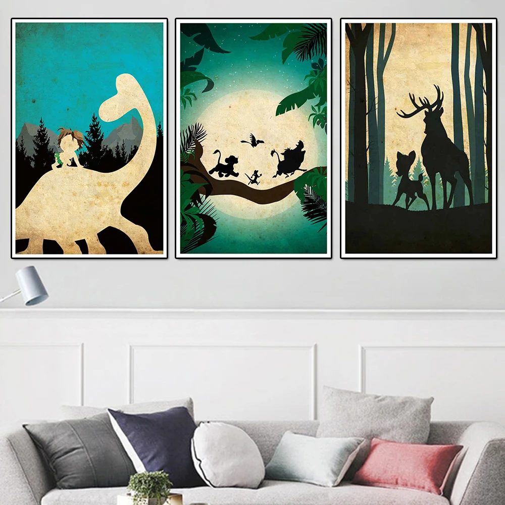 

Cartoon Disney Lilo & Stitch Movie Canvas Poster Vintage Classic Animation Fox And Hound Print Painting Kids Room Home Decor
