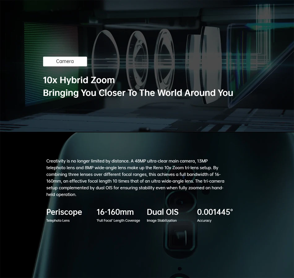 Oppo Reno 10x zoom мобильный телефон 6," полный экран Поддержка NFC Snapdragon 855 Восьмиядерный 6 ГБ ОЗУ 128 Гб ПЗУ 4065 мАч отпечаток пальца ID