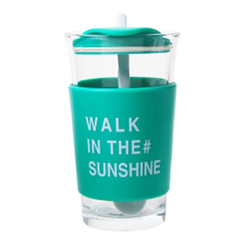 400 мл Творческий Стекло Кофе кружка с ложкой ПК Молоко Фруктовый сок Чай кружки