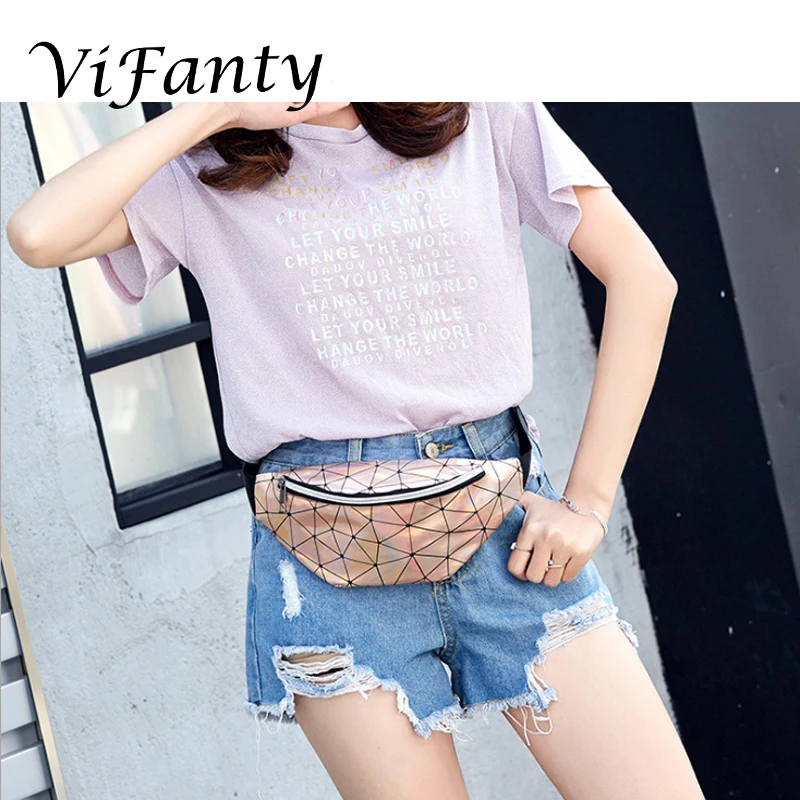 Поясная Сумка женская голографическая забавная Водонепроницаемая блестящая с