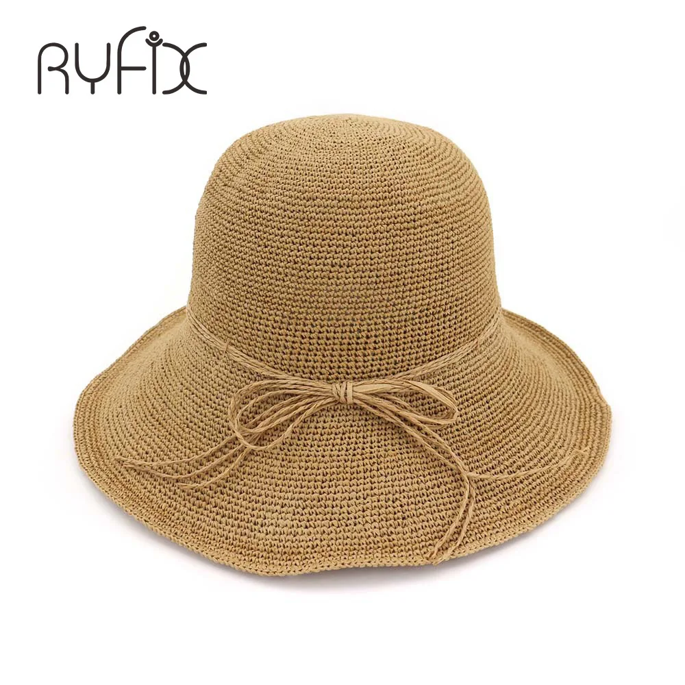 Соломенная шляпа ручной работы женская летняя с бантом индивидуальная Складная