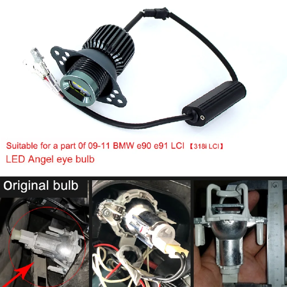 

2pcs 80W LED Angel Eyes Halo Marker Ring Light Bulb Canbus For BMW E90 E91 318i LCI 09-11 Car Front Side Light Bulb