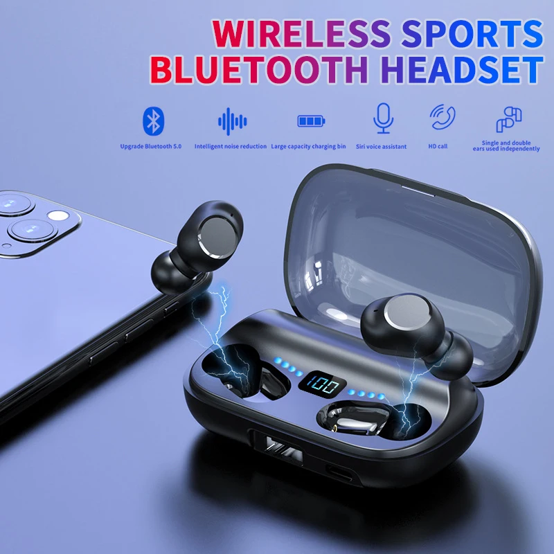 TWS стереонаушники с поддержкой Bluetooth 5 0 и зарядным футляром на 1500 мА · ч|Наушники