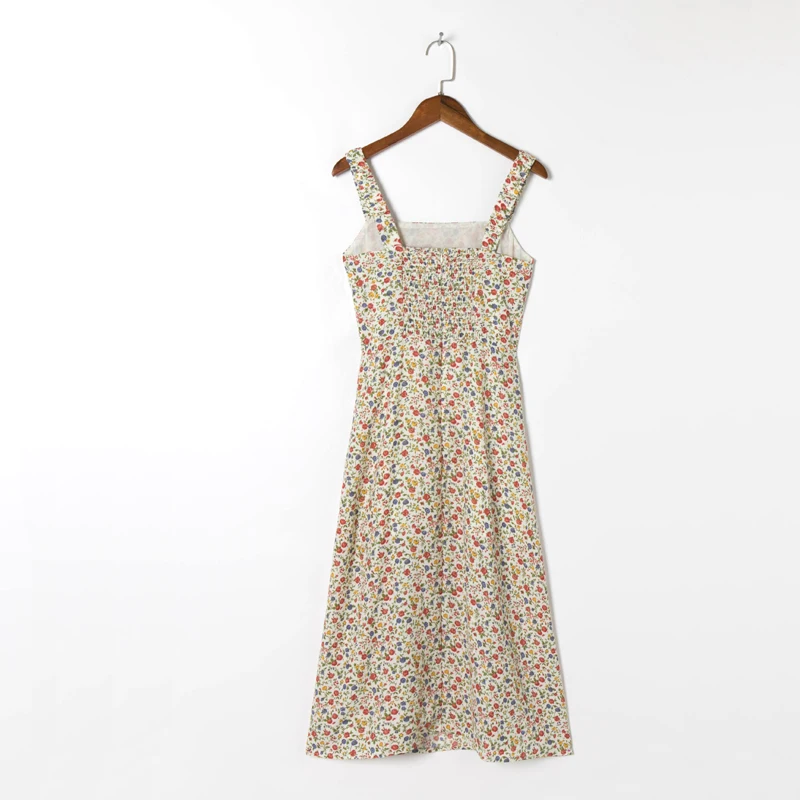 

Summer women's casual printed slim-fit split sling dress