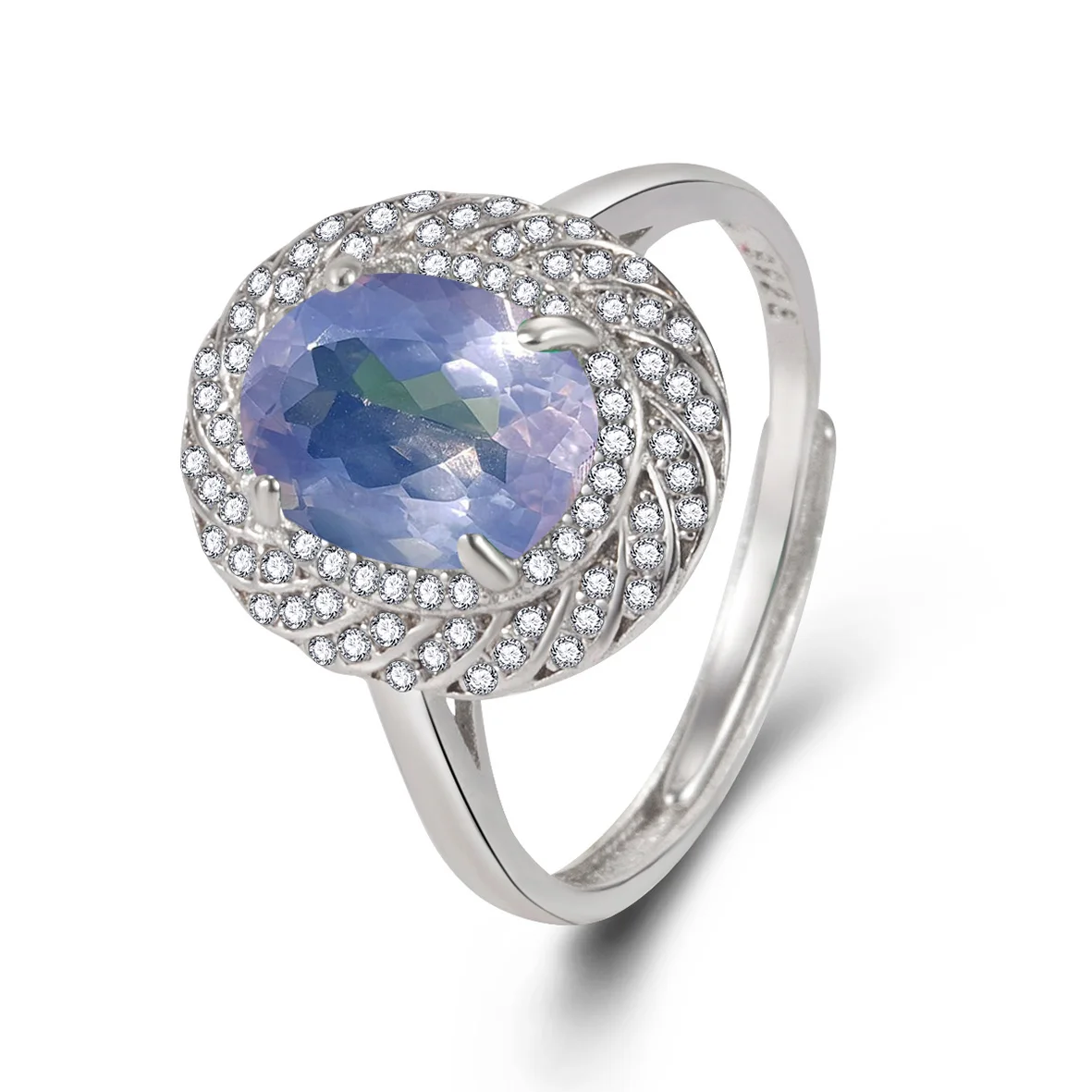 

Hot New Products 7*9mm Oval Lavender Quartz 925 Sterling Silver Ring