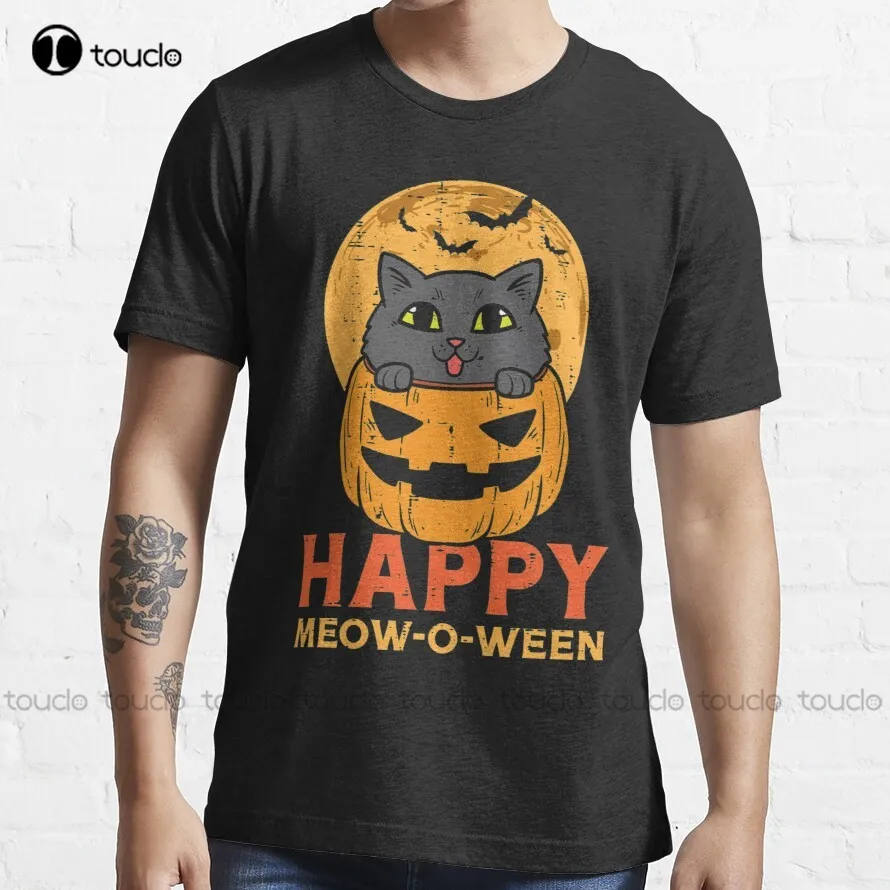 

Pumpkin Cat Moon Happy Meow O Ween Halloween Men Women Kids T-Shirt Tshirt Ruler Custom Aldult Teen Unisex Xs-5Xl