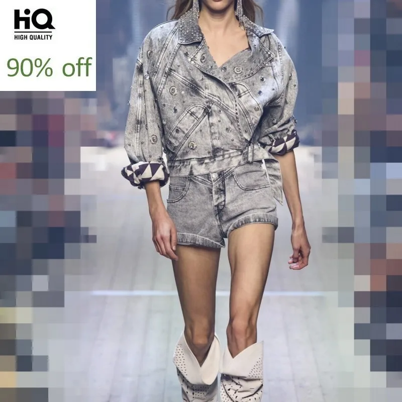 Одежда высшего качества в стиле панк женская джинсовая одежда из 2 предметов