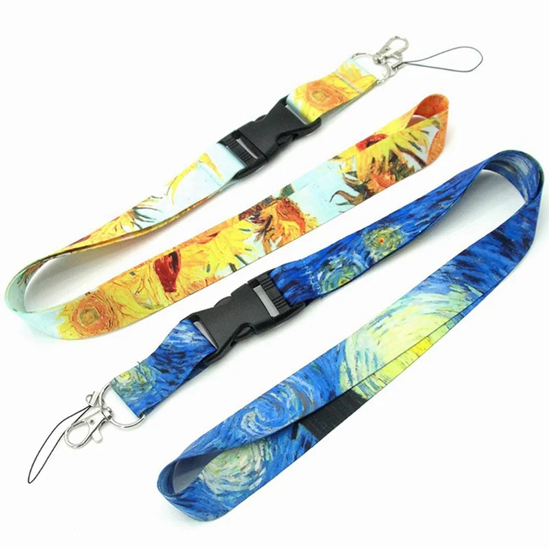 1 шт. модные двухсторонние Ван Гог живопись подсолнухи ремешок для ключей