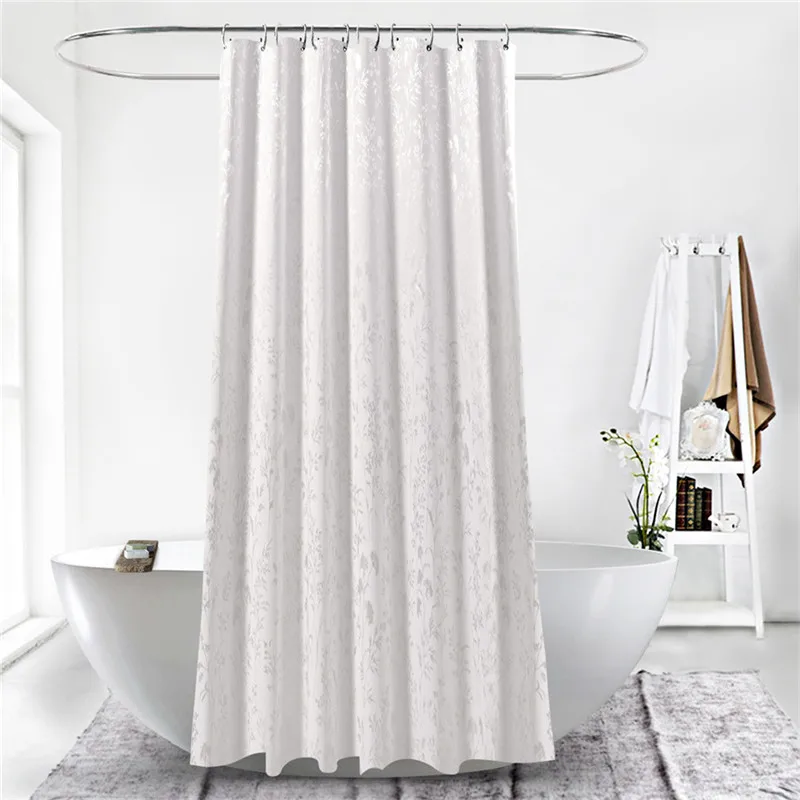 

Polyester In White Leaf Print Curtain Bathroom Bath Curtains Easy Clean Shower Curtain Polyester Waterproof Bathroom Products