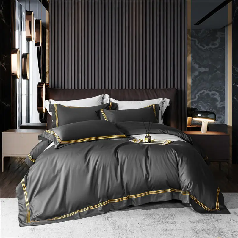 

Duvet Cover Set Egyptian Cotton Luxury Bedding Set With Bed Sheets For Queen King Bed Solid Color housse de couette Quilt Cover