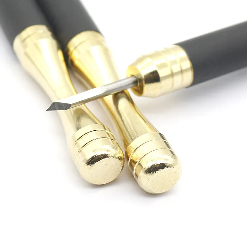 Brass Handle Carving Knife 12pcs Set Seal Cutter With Holder Sharpen Stone Handheld Cutting Tools |