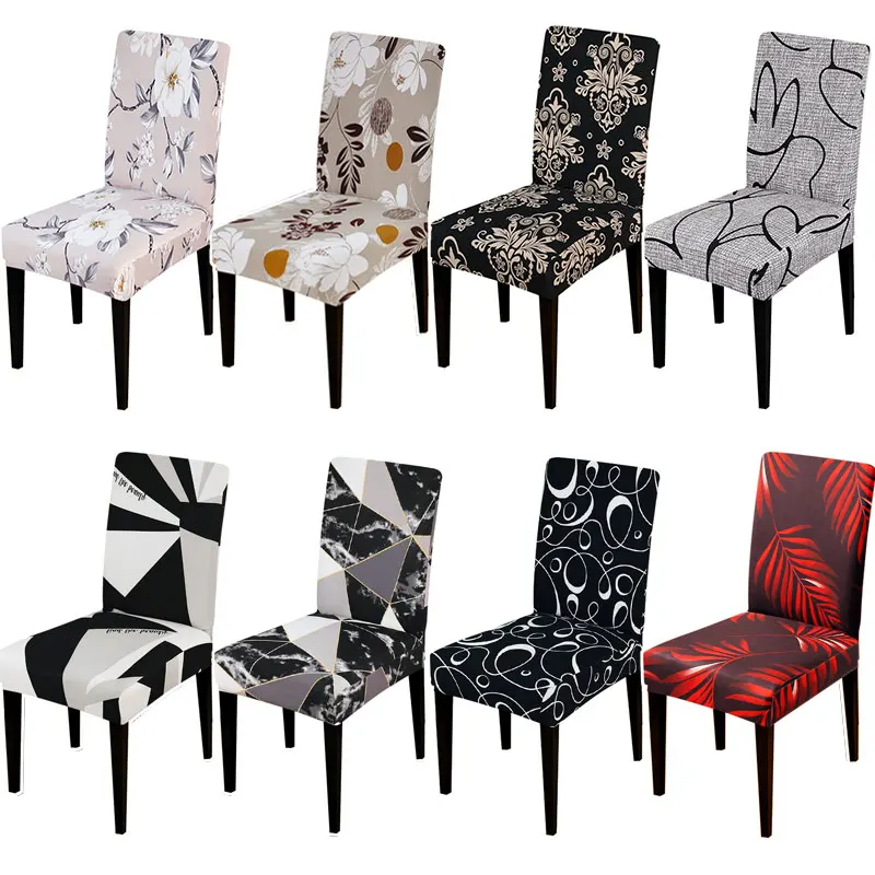 

Universal Printed Elastic Chair Covers Dining Spandex Stretch Removable Slipcovers for Dining room Banquet Wedding Kitchen