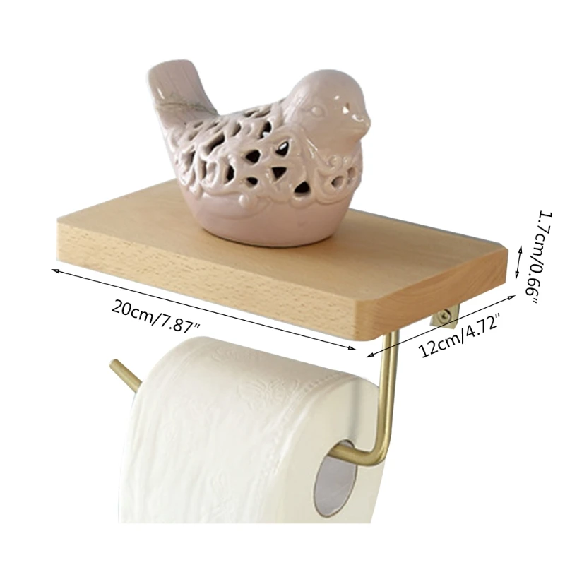 

Wall-Mounted Wood Paper Towel Holder with Display Shelf for Kitchen Bathroom M17E