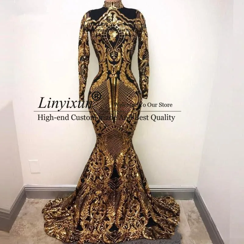 

Luxury Long Sleeves Prom Dresses Mermaid High Neck Holidays Graduation Wear Evening Party Gowns Custom Made Plus Size