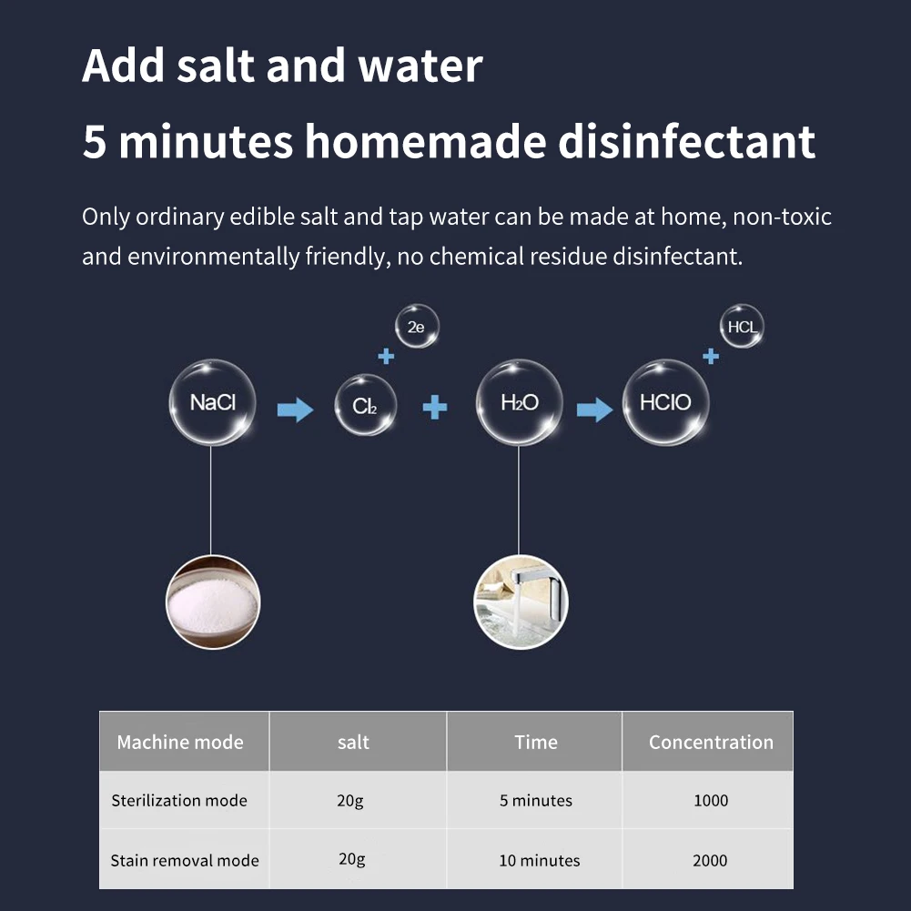 84 Disinfection Water Maker Machine Reusable Sodium Hypochlorite Generator Cleaning Stain Remover | Дом и сад