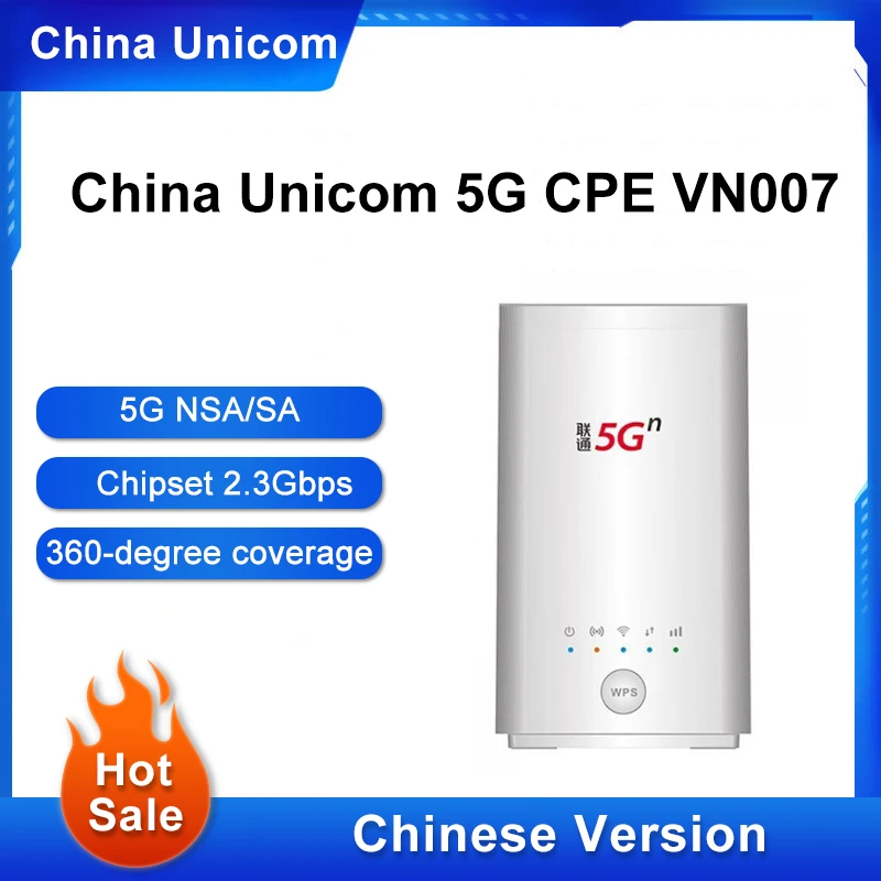 New Original China Unicom CPE VN007+ 5G WiFi Router（2.4 GHz &5G)  Support Both 4G /5G Wireless Download Rates Up To 2.3 Gbps