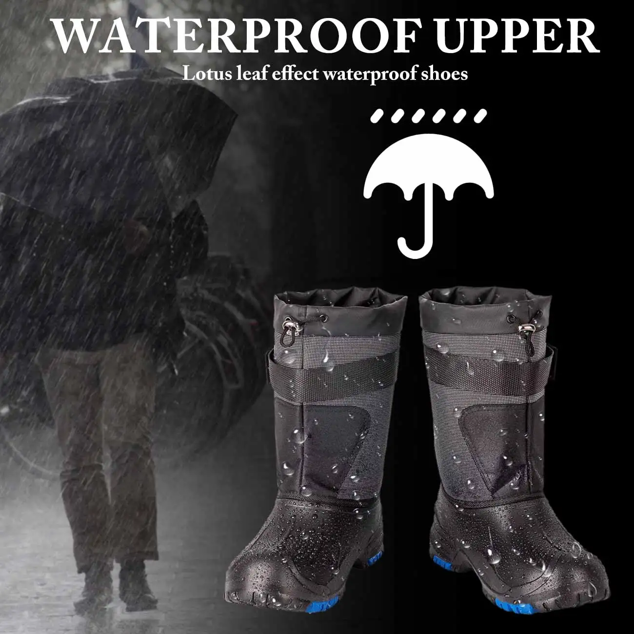 

1Pair Ice Cleats Fishing Shoes with Steel Spikes Anti Slip Snow Boots Shoes for Hiking Fishing Walking Climbing Mountaineering