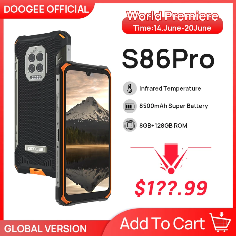 Мировая Премиум! DOOGEE S86 Pro Прочный смартфон 8 ГБ + 128 ГБ инфракрасный термометр для измерения температуры Мобильный телефон Смартфон HelioP60 Octa Core