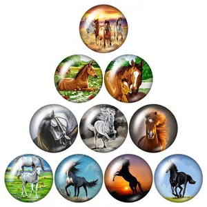 10 шт., круглые стеклянные кабошоны с плоским основанием, 12182025 мм, боевой конь