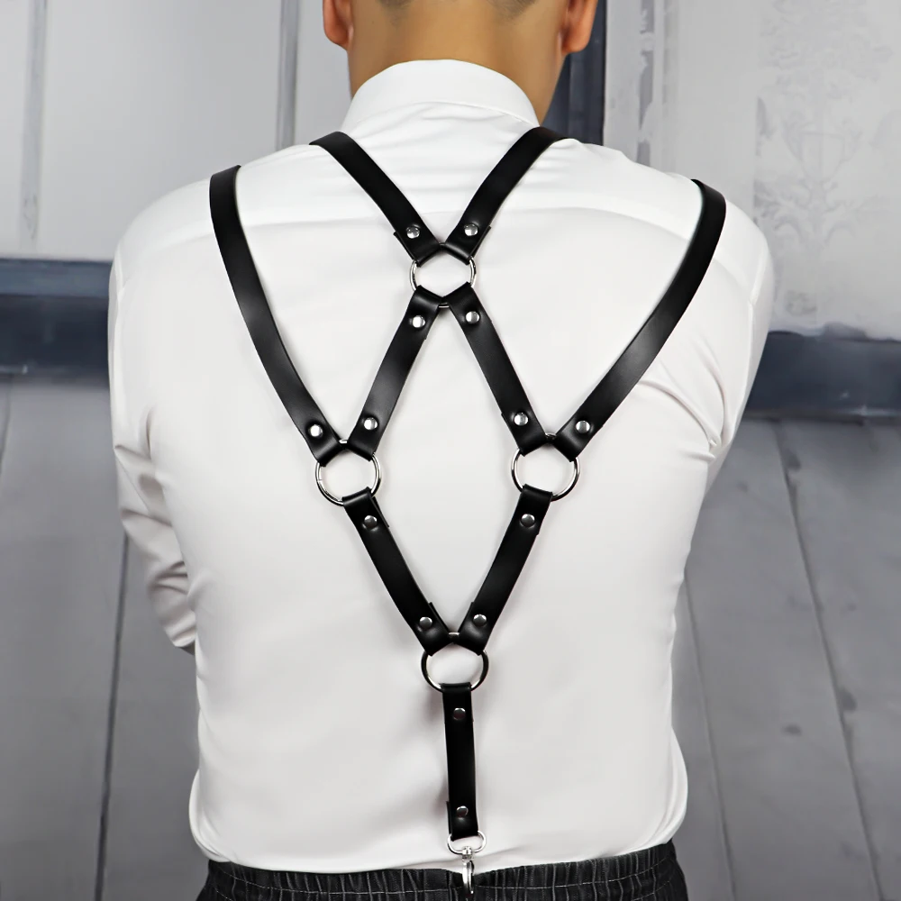 

UYEE PU Leather Men Belts Chest Strap Belts For Men Adjustable Body Harness Bondage Underwear Punk Rock Harness Suspenders Tops