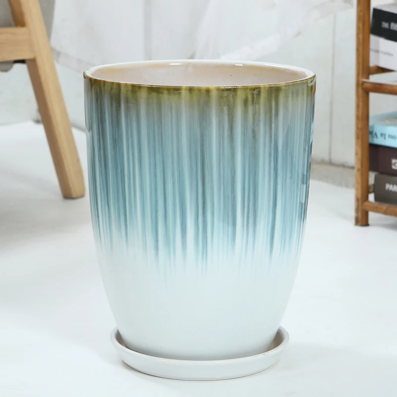 Цветочный горшок керамика большая простота оригинальный белый высокий абзац