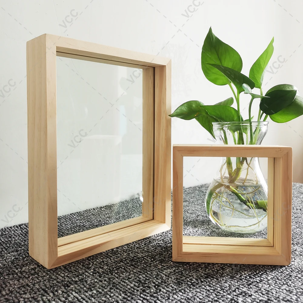 Wood Picture Frames Double Sided Aycrlic Plant Specimen Frame for Pressed Flowers Dried Leaf Display Table Decoration