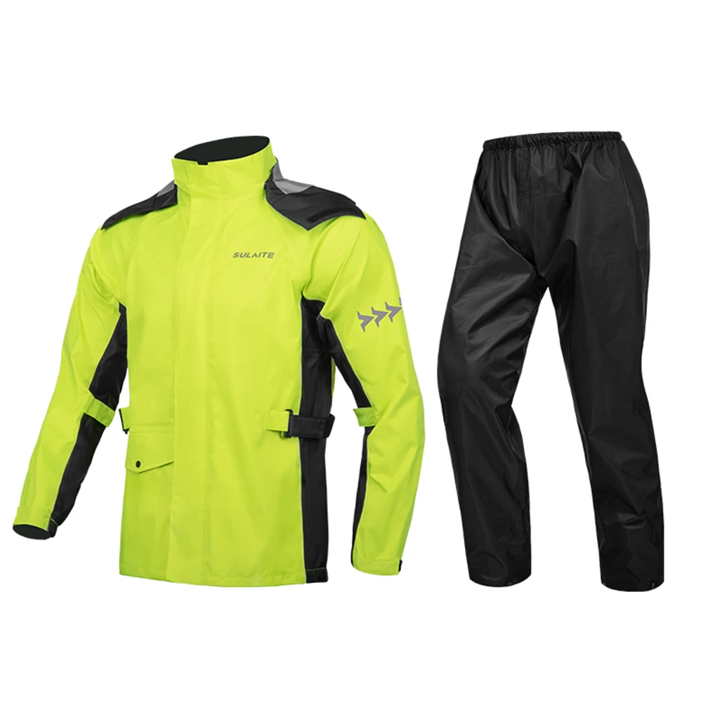

SULAITE Reflective Motorbike Raincoat Rain Pants Jacket Suits for Adults Thickened Impermeable Waterproof Motorcycle Riding