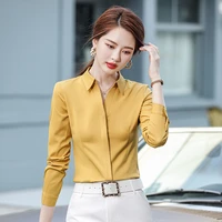 fashion styles elegant yellow blouses shirts for women business work wear long sleeve ol office ladies blouse tops clothes