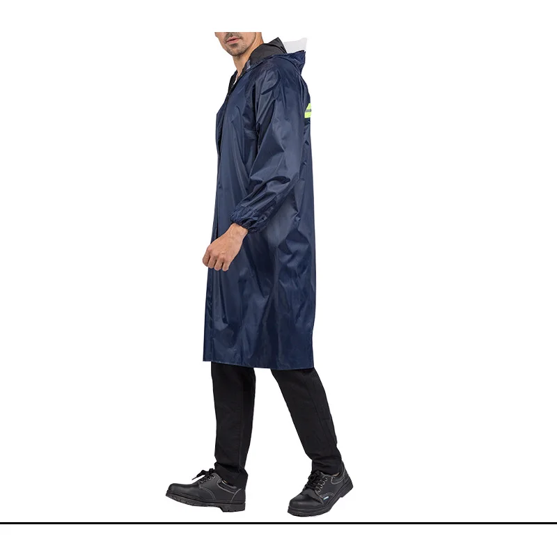 Темно-синий ПВХ дождевик с капюшоном мужской непромокаемый плащ непромокаемое