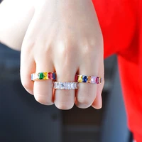 crown rainbow wedding rings micro sun flower ring party gifts couple charm womens jewelry inlaid beautiful zircon accessories
