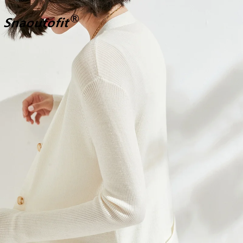Snaoutofit Mid-Length Ladies100 Pure Wool Cardigan Dress Spring And Autumn Lace-Up Waist Knee-High V-Neck Knitted Sweater Overco