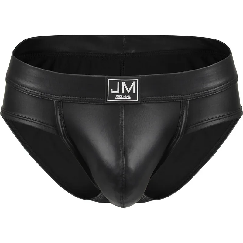 PU Leather Gay Underwear Men Briefs Jockstrap Tanga Homme Slip Sexy Lingerie Erotic Homens Thongs And G Strings Cueca Underpants bikini briefs