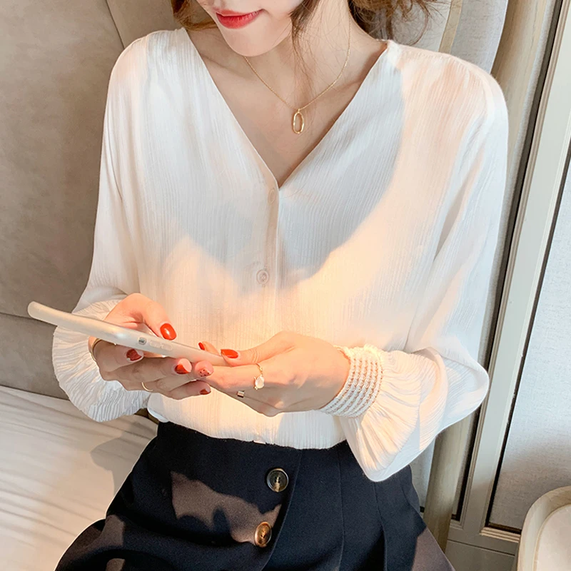 Женская шифоновая блузка VOLOCEAN с вышивкой и длинным рукавом на осень 2020 | одежда