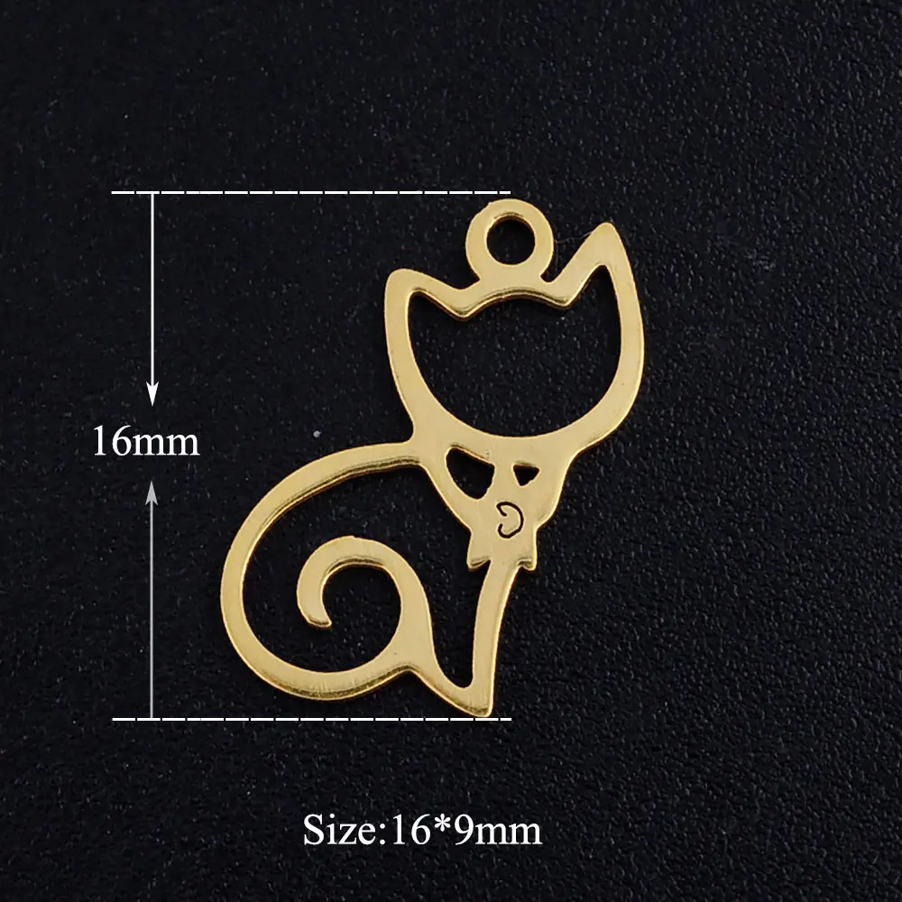 Cute Kitty Cat Stainless Steel Jewelry Pendant Charms - Pack of 5 | Wholesale | Never Rust | OEM Order Accepted | Necklace Making Supplies image 5