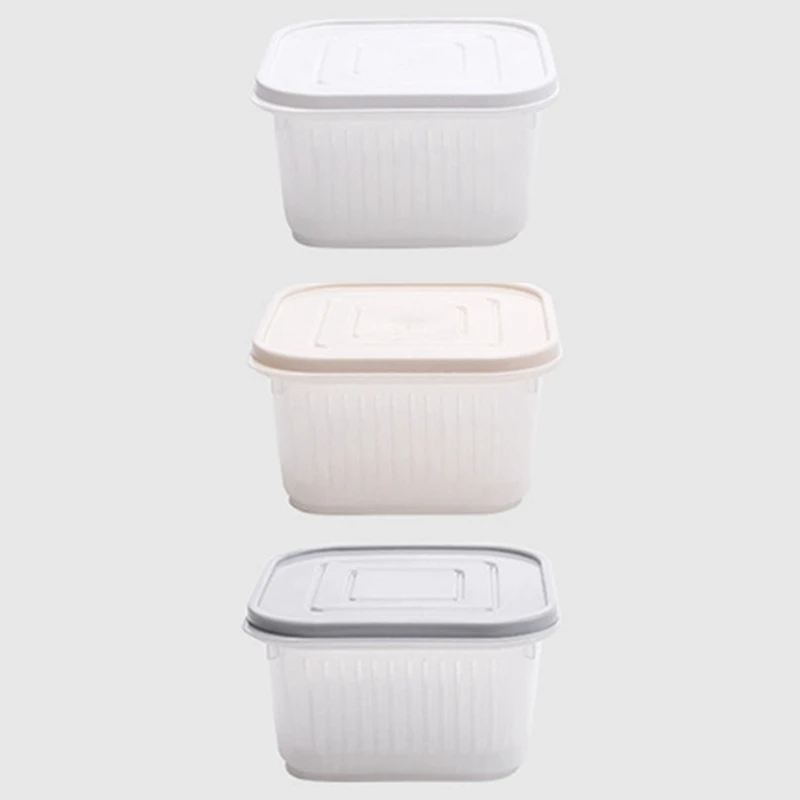 

Creative Square Scallion Fresh-keeping Box Kitchen Fruit Sealed Box Drain Ginger Garlic Storage Box Double-layer Thickening