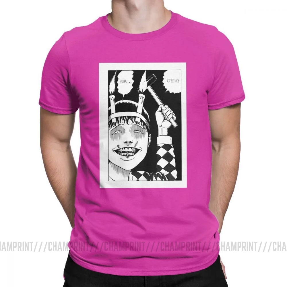 Винтажные мужские футболки Junji Ito, хлопок, футболка Tomie Japanese Kago Manga Horror Harajuku, футболки с коротким рукавом, Подарочная одежда - Цвет: Фуксия