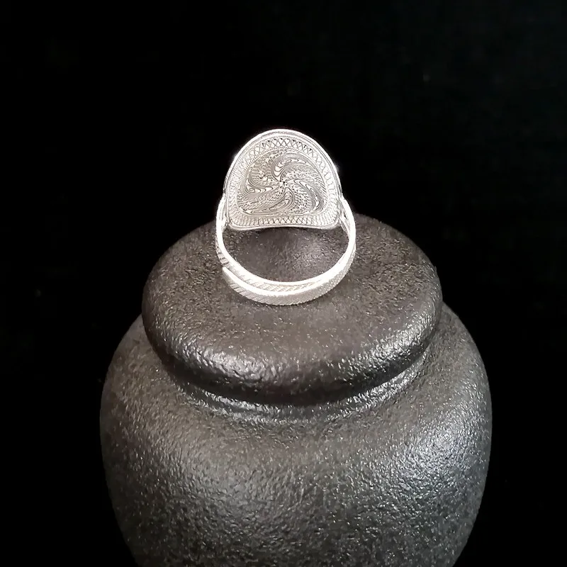 Bastiee S999 Sterling Silver Ring for Women Custom Personalized Jewelry Hmong Handmade Name Letter Adjustable Gifts