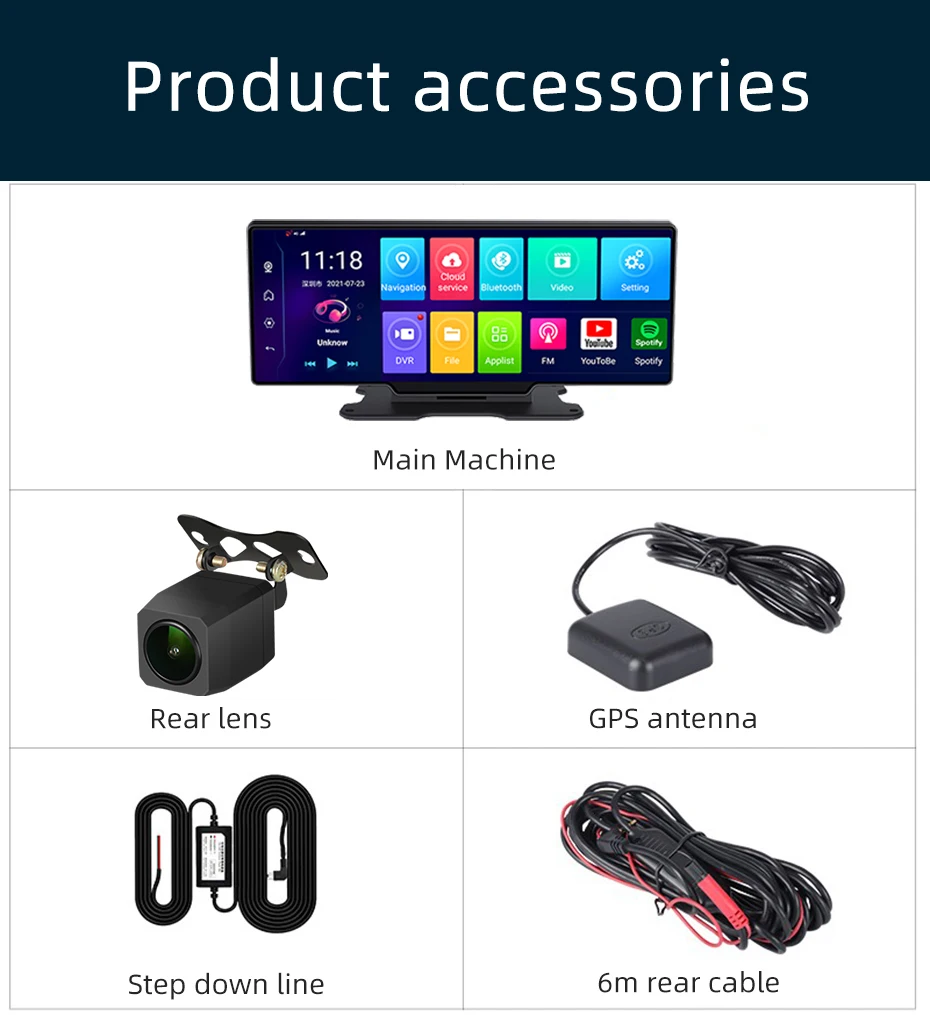 Автомобильный видеорегистратор Bluavido 11 дюймов 4G ADAS Android GPS-навигатор приборная