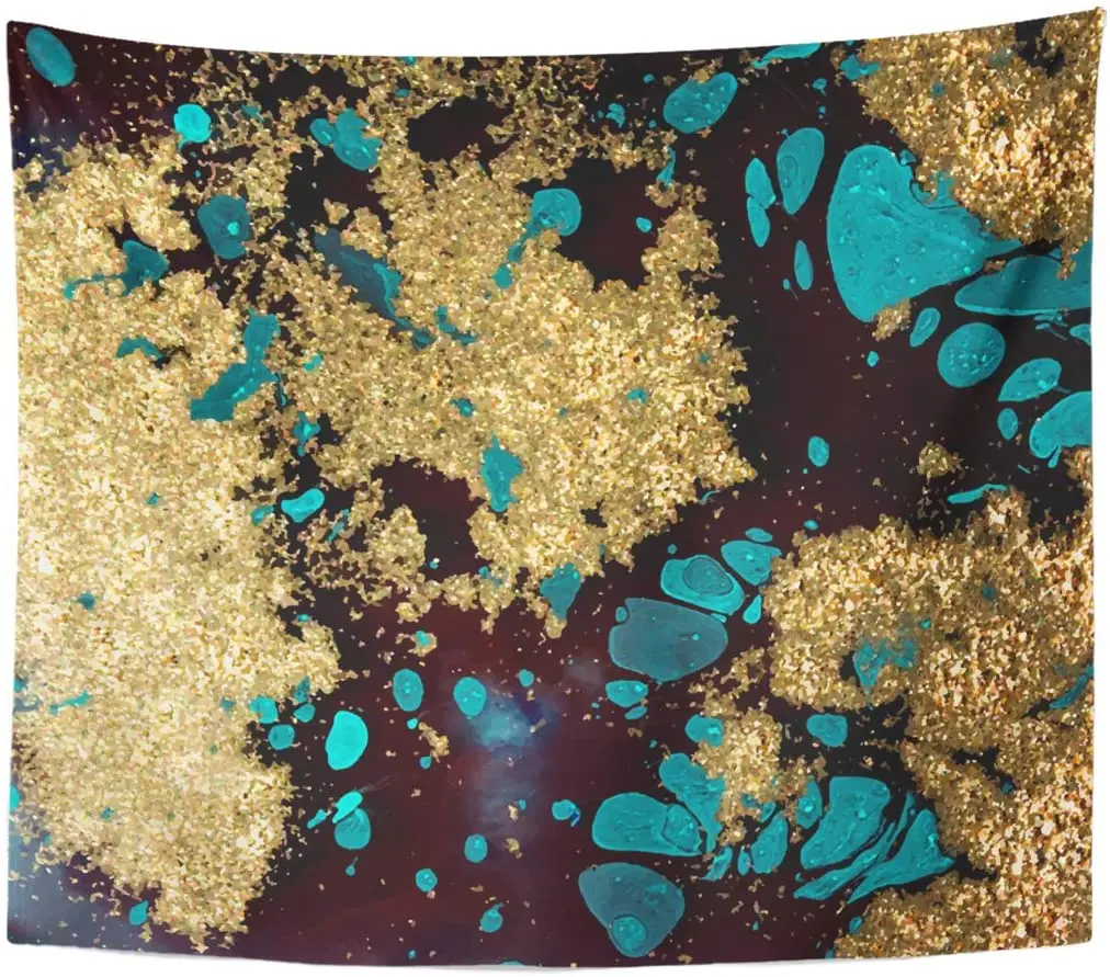 Акварельные мраморные золотые и синие d узоры акрилические всплеск гобелен
