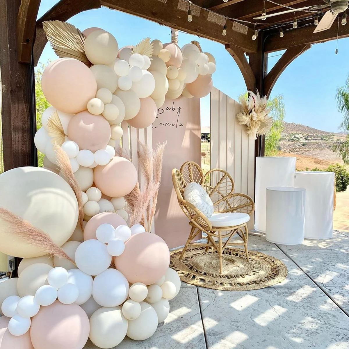 Kit de arco de guirnalda de globos de albaricoque rosa, decoraci&oacute;n de fiesta de cumplea&ntilde;os y boda, globos de l&aacute;tex de confeti para ni&ntilde;os, globos de decoraci&oacute;n para Baby Shower-0