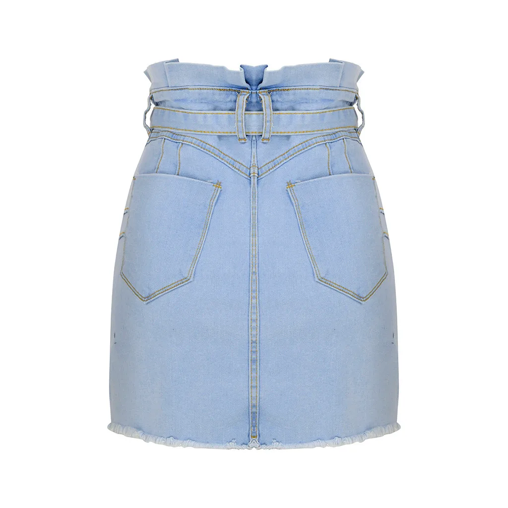 

Brand New Denim Skirt Women Stretch High Waist Solid Slim Skirt Summer Button Denim Short Mini Skirt Sexy Denim Pencil Skirts