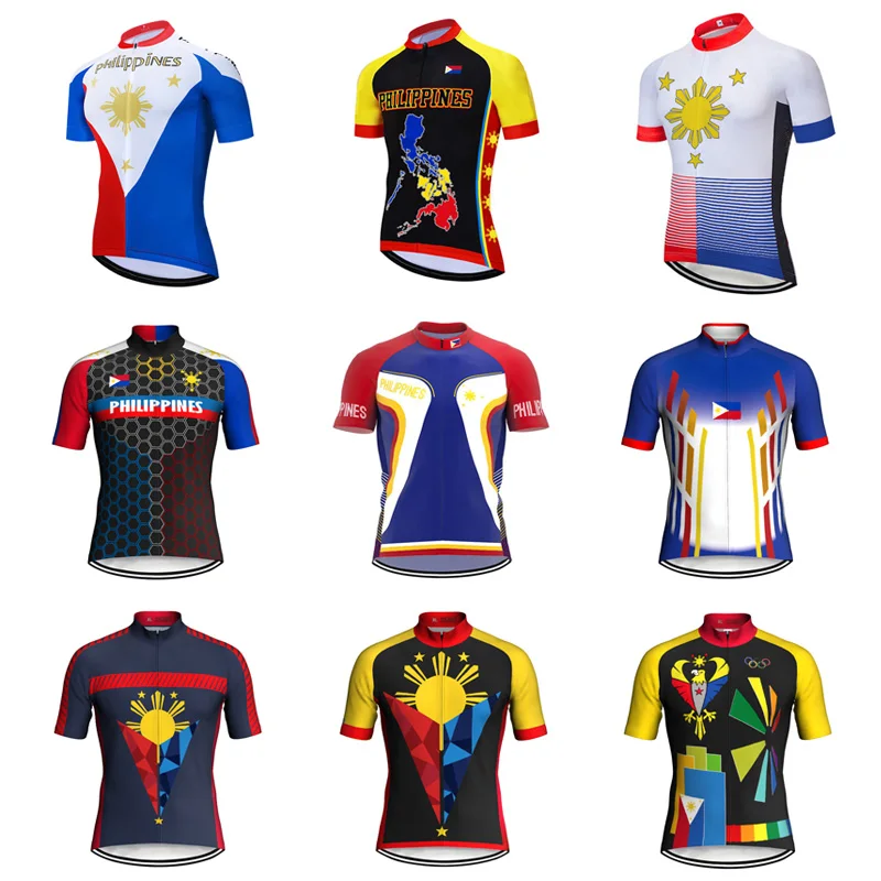 Philippines Styles Pro Outdoor Cycling Jersey Bicycle MTB Wear Jacket Breathable Short Shirt Polyester Full zipper men women Top