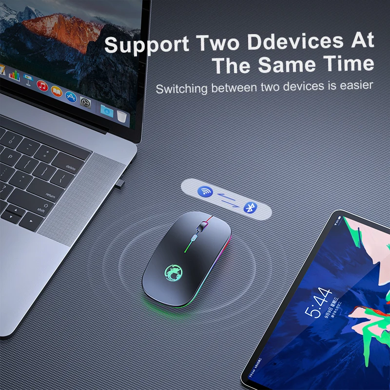 Беспроводная мышь для компьютера RGB Bluetooth перезаряжаемая беспроводная USB