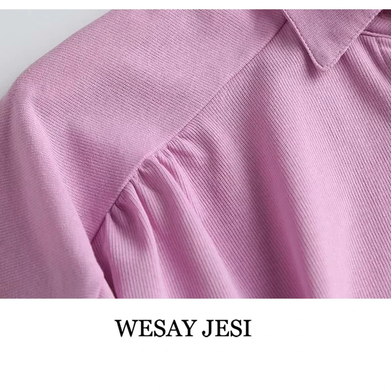 

WESAY JESI Woman 2021 Short Blouses Women's Shirt Short Sleeve Solid Color Buttoned Bow Office Turn-down Collar Female Chic Top