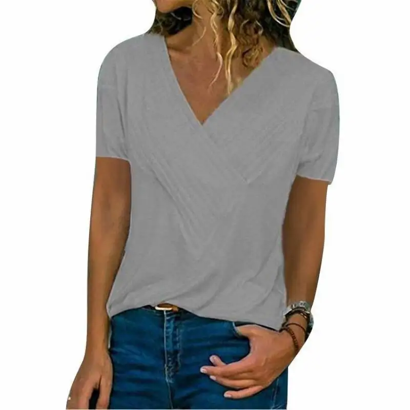 

2021 Summer Wear Long Sleeve Blouse Pure Color Big V Is Gotten Loose Long-Sleeved Women's T-Shirts Summer Clothes Basic Tops