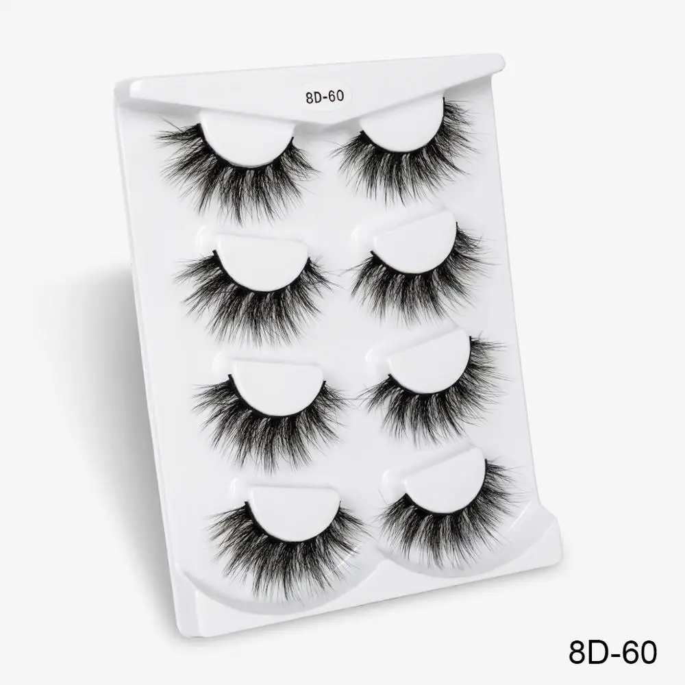 8D60 2/4 пар 8D искусственные норковые ресницы натуральные длинные 8D накладные ресницы перекрестного дизайна накладные ресницы ручной работы maquillaje - Цвет: 8D60