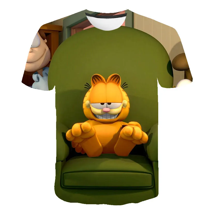 

3D Garfield Cartoon T-Shirt For Boys And Girls Printed Funny Cats Graphic Kids Clothes Tees Summer Wear Tops Children's t-shirt